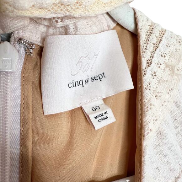 Cinq a Sept Kora Lace Choker Midi Dress Size 00 Sheath Cocktail Wedding Formal - Picture 4 of 13